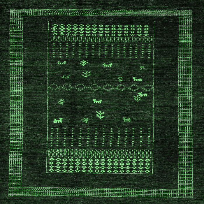 Square Machine Washable Oriental Emerald Green Modern Area Rugs, wshabs4244emgrn