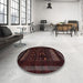 Round Machine Washable Abstract Coffee Brown Rug in a Office, wshabs4244
