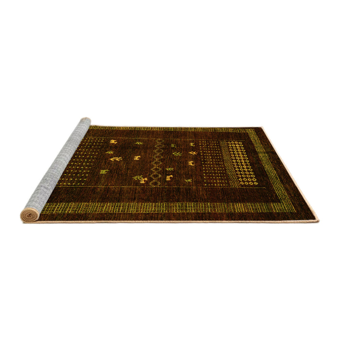 Sideview of Machine Washable Oriental Yellow Modern Rug, wshabs4244yw