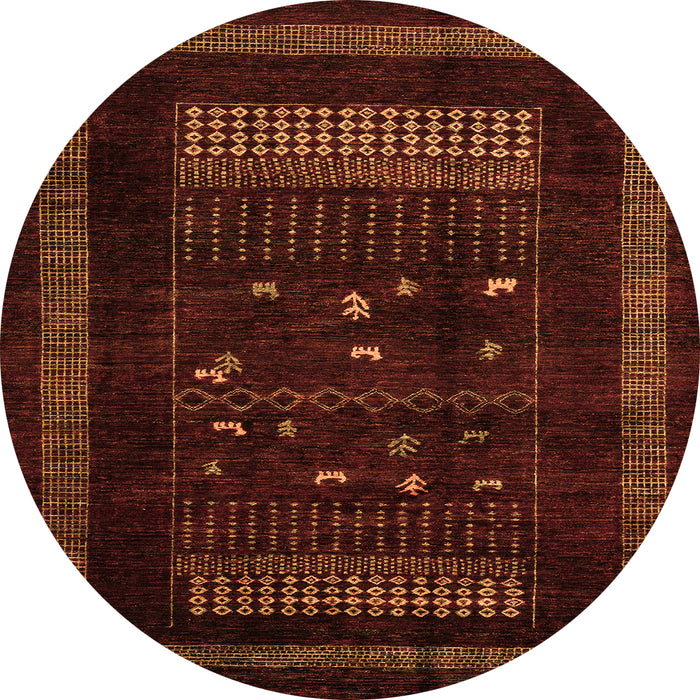Round Oriental Orange Modern Rug, abs4244org