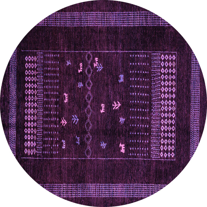 Round Machine Washable Oriental Purple Modern Area Rugs, wshabs4244pur