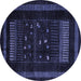 Round Oriental Blue Modern Rug, abs4244blu