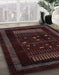 Abstract Coffee Brown Oriental Rug in Family Room, abs4244