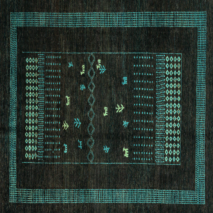 Square Oriental Turquoise Modern Rug, abs4244turq