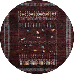 Round Machine Washable Abstract Coffee Brown Rug, wshabs4244