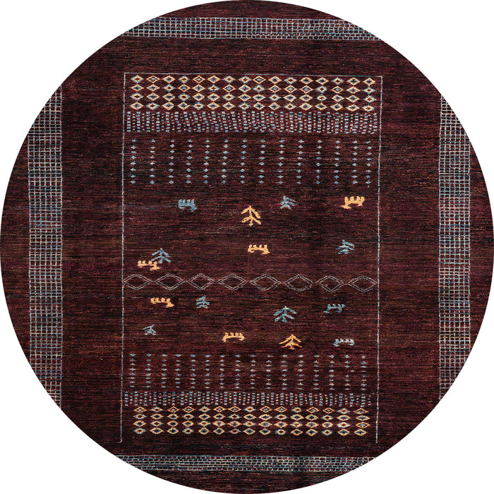 Round Machine Washable Abstract Coffee Brown Rug, wshabs4244