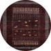 Round Machine Washable Abstract Coffee Brown Rug, wshabs4244