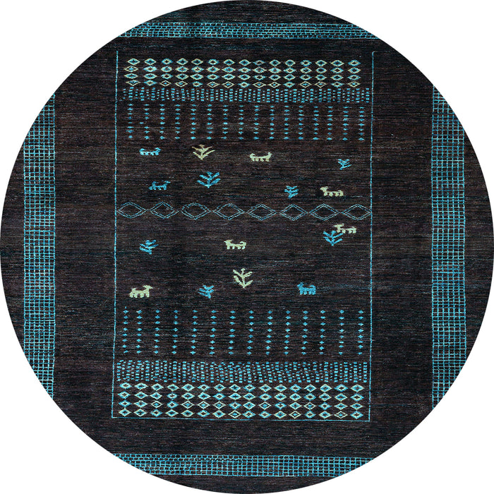 Round Oriental Light Blue Modern Rug, abs4244lblu