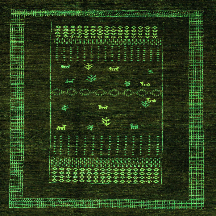 Square Oriental Green Modern Rug, abs4244grn
