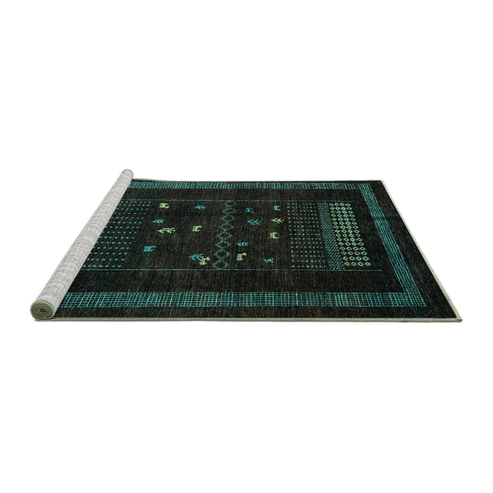 Sideview of Machine Washable Oriental Turquoise Modern Area Rugs, wshabs4244turq