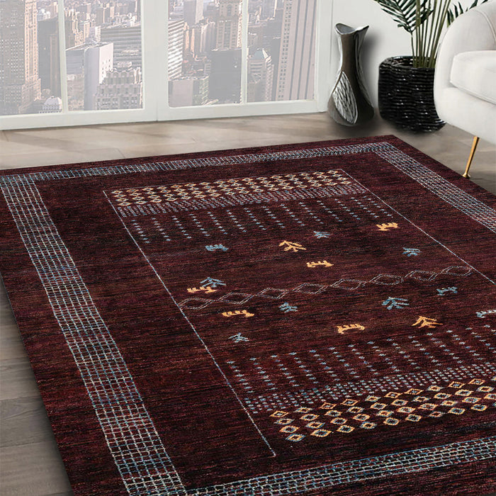 Machine Washable Abstract Coffee Brown Rug in a Family Room, wshabs4244
