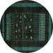 Round Oriental Turquoise Modern Rug, abs4244turq