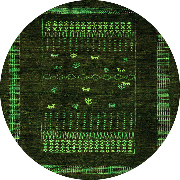 Round Oriental Green Modern Rug, abs4244grn