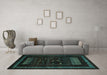 Machine Washable Oriental Turquoise Modern Area Rugs in a Living Room,, wshabs4244turq