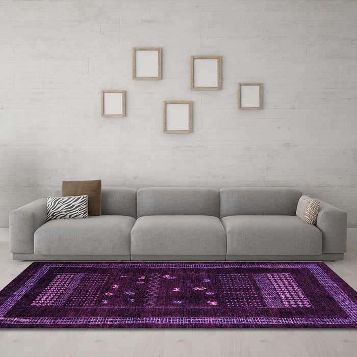 Machine Washable Oriental Purple Modern Area Rugs in a Living Room, wshabs4244pur