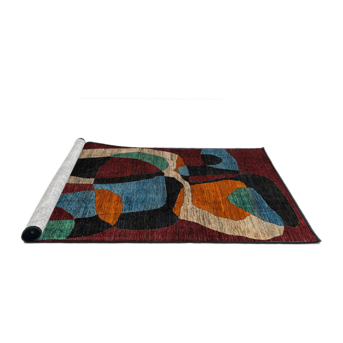 Sideview of Machine Washable Abstract Red Rug, wshabs4245