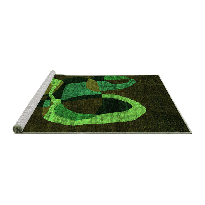 Sideview of Machine Washable Oriental Green Modern Area Rugs, wshabs4245grn