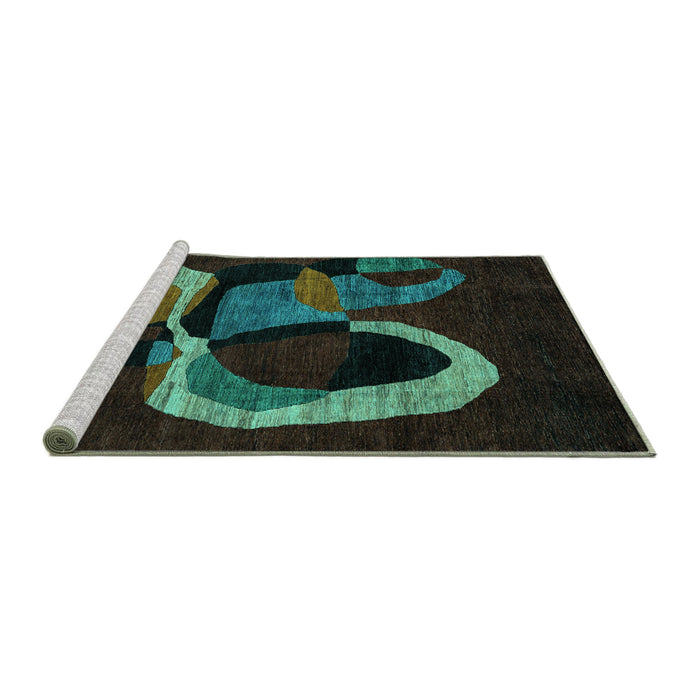 Sideview of Machine Washable Oriental Turquoise Modern Area Rugs, wshabs4245turq