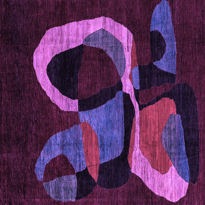 Square Machine Washable Oriental Purple Modern Area Rugs, wshabs4245pur