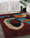 Abstract Red Oriental Rug in Family Room, abs4245