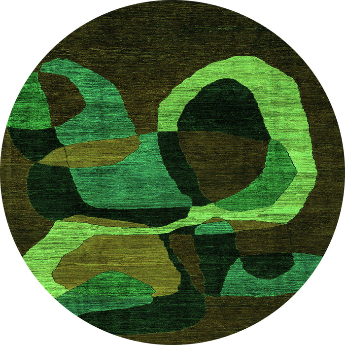 Round Oriental Green Modern Rug, abs4245grn