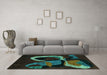 Machine Washable Oriental Turquoise Modern Area Rugs in a Living Room,, wshabs4245turq