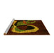 Sideview of Machine Washable Oriental Yellow Modern Rug, wshabs4245yw