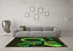 Machine Washable Oriental Green Modern Area Rugs in a Living Room,, wshabs4245grn