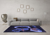 Machine Washable Oriental Blue Modern Rug, wshabs4245blu