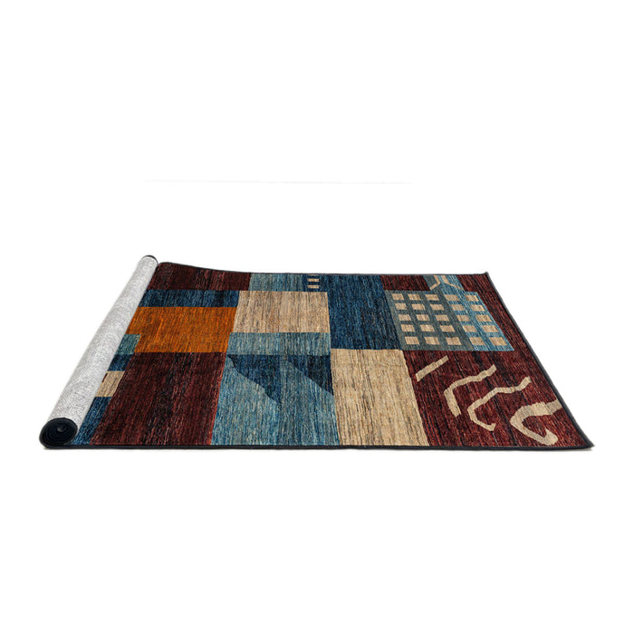 Sideview of Machine Washable Abstract Night Red Rug, wshabs4246