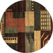 Round Oriental Brown Modern Rug, abs4246brn