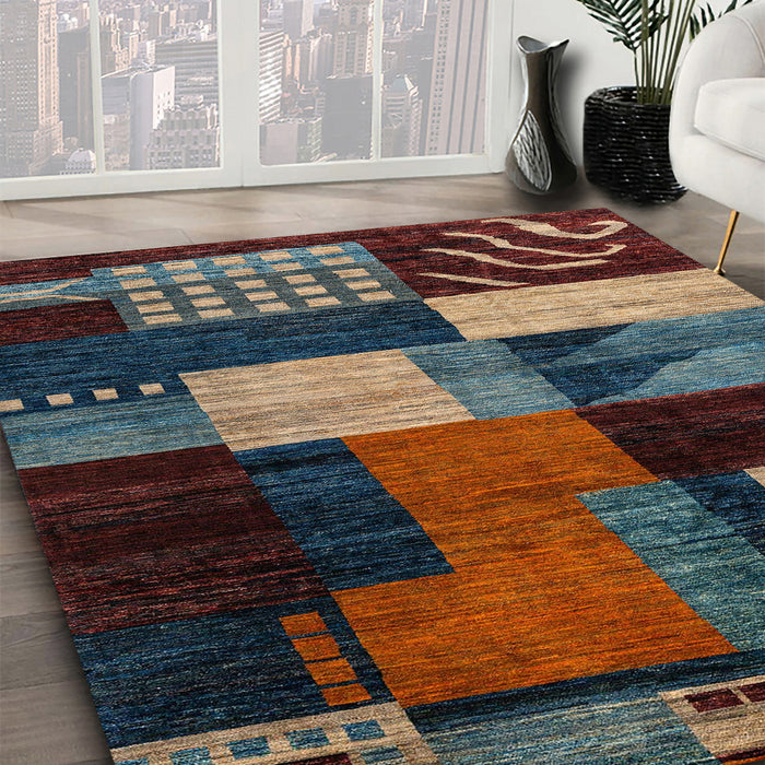Machine Washable Abstract Night Red Rug in a Family Room, wshabs4246