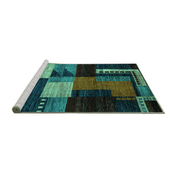 Sideview of Machine Washable Oriental Turquoise Modern Area Rugs, wshabs4246turq