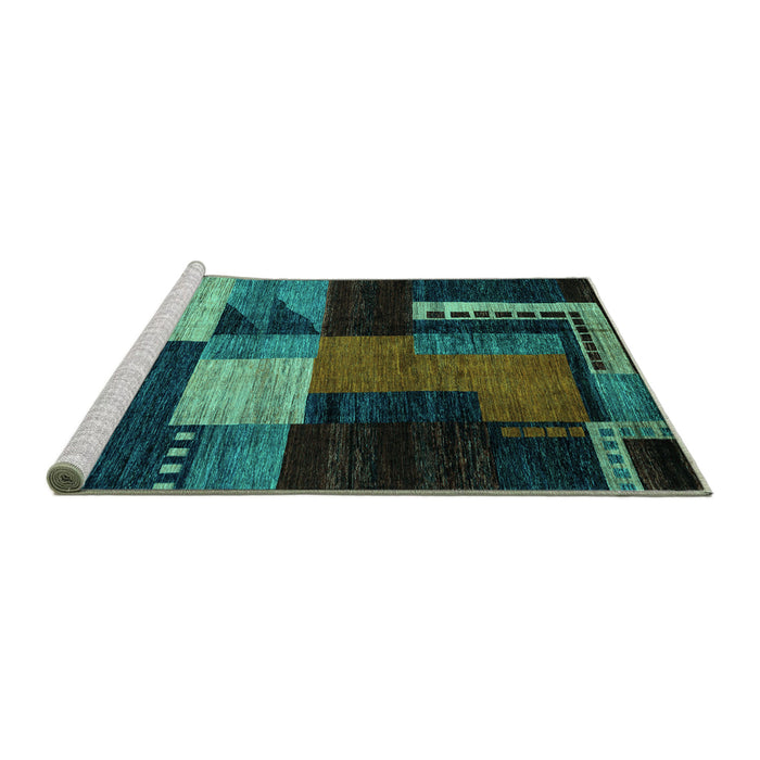 Sideview of Machine Washable Oriental Turquoise Modern Area Rugs, wshabs4246turq