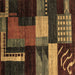 Square Machine Washable Oriental Brown Modern Rug, wshabs4246brn