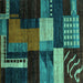 Square Machine Washable Oriental Turquoise Modern Area Rugs, wshabs4246turq