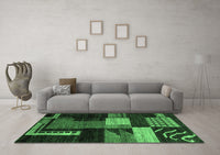 Machine Washable Oriental Emerald Green Modern Rug, wshabs4246emgrn