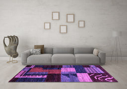 Machine Washable Oriental Purple Modern Area Rugs in a Living Room, wshabs4246pur