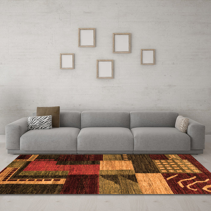 Machine Washable Oriental Orange Modern Area Rugs in a Living Room, wshabs4246org