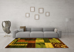 Machine Washable Oriental Yellow Modern Rug in a Living Room, wshabs4246yw