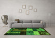 Machine Washable Oriental Green Modern Area Rugs in a Living Room,, wshabs4246grn