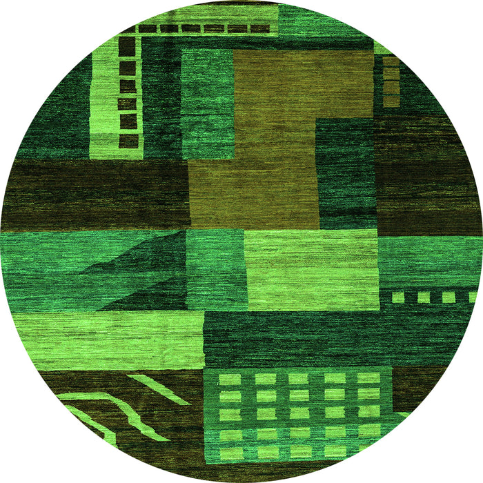 Round Oriental Green Modern Rug, abs4246grn