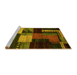 Sideview of Machine Washable Oriental Yellow Modern Rug, wshabs4246yw