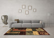 Machine Washable Oriental Brown Modern Rug in a Living Room,, wshabs4246brn