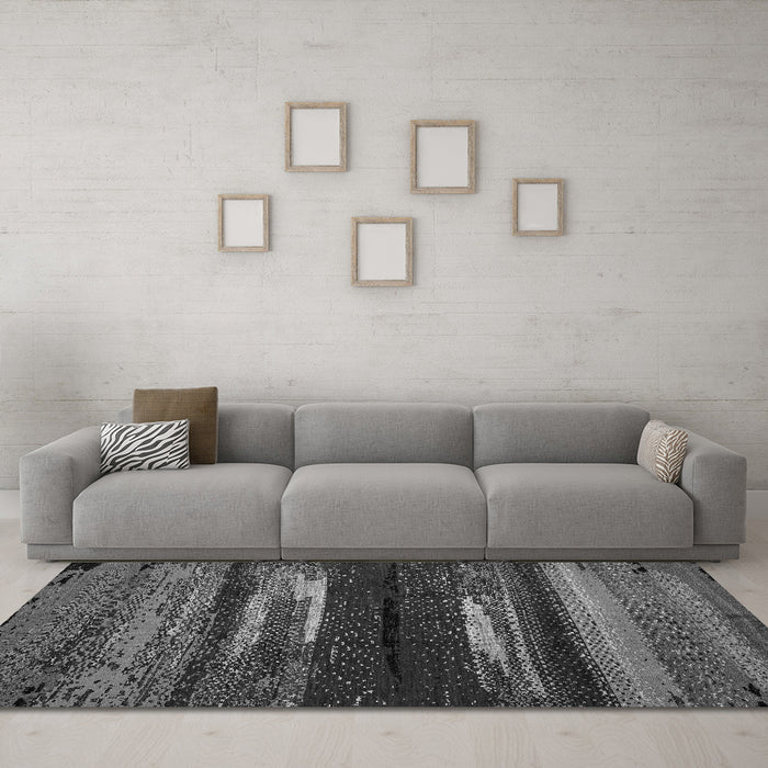 Machine Washable Oriental Gray Modern Rug in a Living Room,, wshabs4247gry