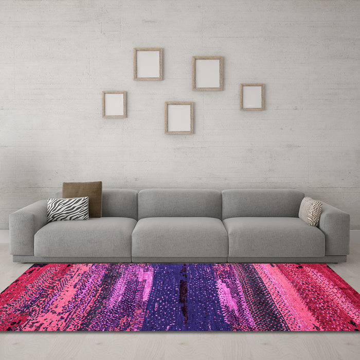 Machine Washable Oriental Pink Modern Rug in a Living Room, wshabs4247pnk