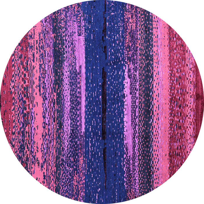 Round Machine Washable Oriental Purple Modern Area Rugs, wshabs4247pur