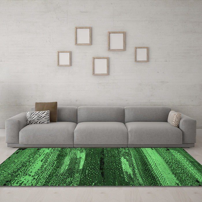 Machine Washable Oriental Emerald Green Modern Area Rugs in a Living Room,, wshabs4247emgrn