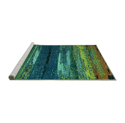 Sideview of Machine Washable Oriental Turquoise Modern Area Rugs, wshabs4247turq
