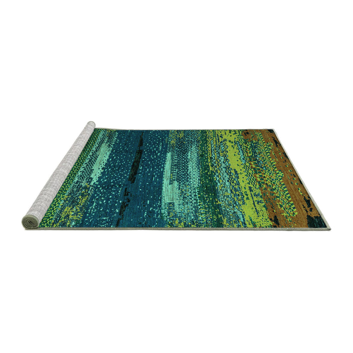 Sideview of Machine Washable Oriental Turquoise Modern Area Rugs, wshabs4247turq